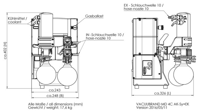 MD 4C NT +AK SYNCHRO+EK - 尺寸規(guī)格表